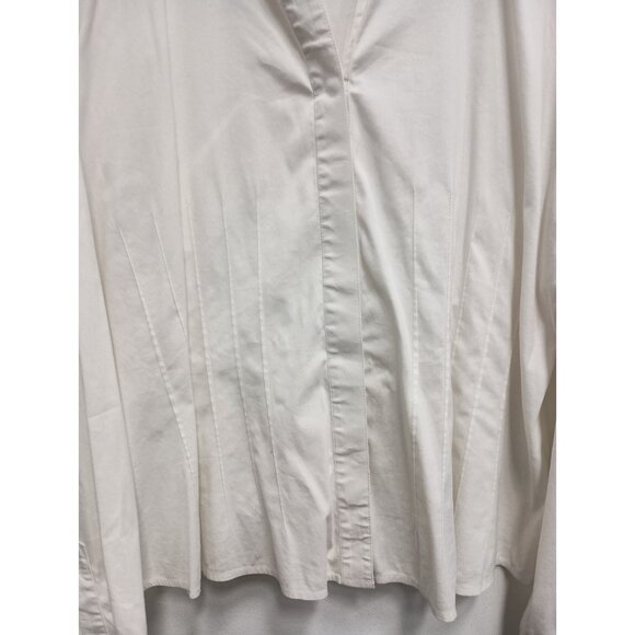 Lafayette 148 Womens Shirt Size 12 White Long Sleeve Minimalist Capsule Carrier - Picture 2 of 10
